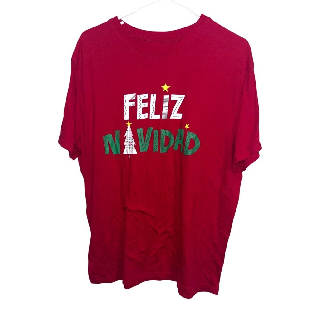 Wondershop Red Feliz Navidad T-Shirt XL Mens 100% Cotton Christmas Design Made I